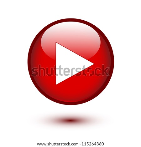 Play icon on red glossy button