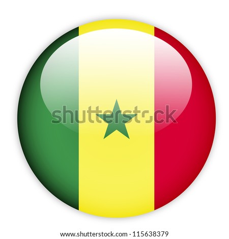 Senegal flag button on white
