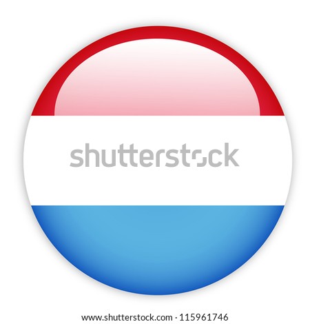 Luxembourg flag button on white