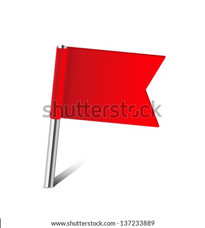 Red flag map pin on white