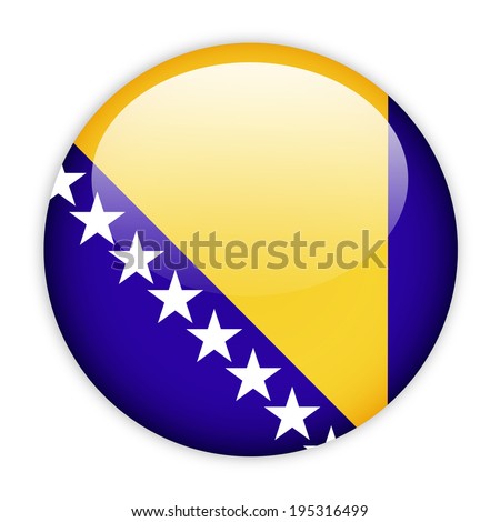 Bosnia and Herzegovina flag button on white