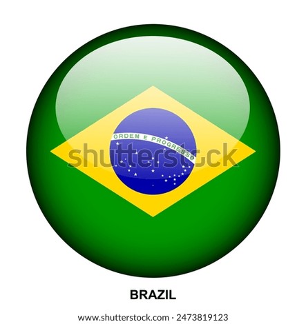 BRAZIL flag button on white background