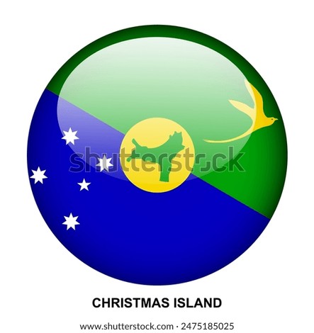 CHRISTMAS ISLAND flag button on white background