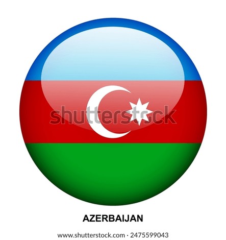 AZERBAIJAN flag button on white background