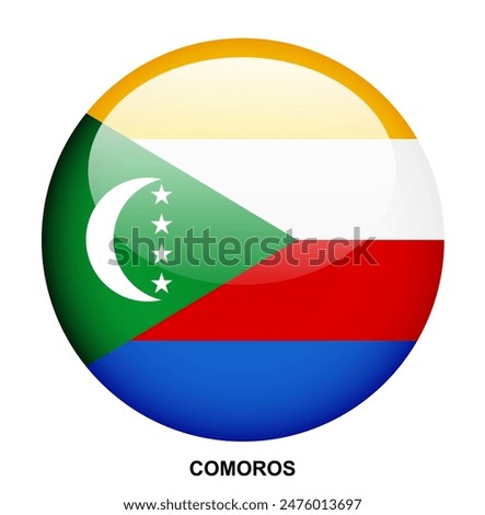 COMOROS flag button on white background