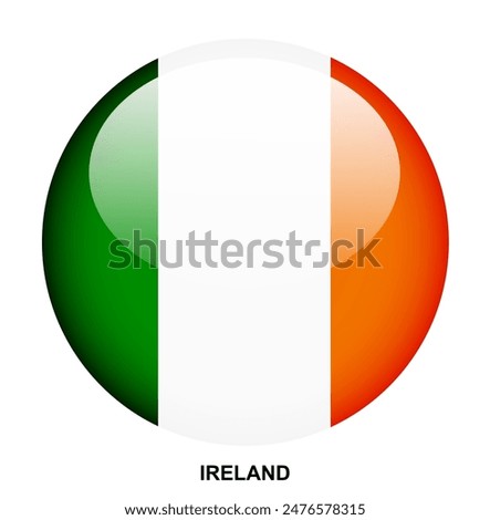 IRELAND flag button on white background