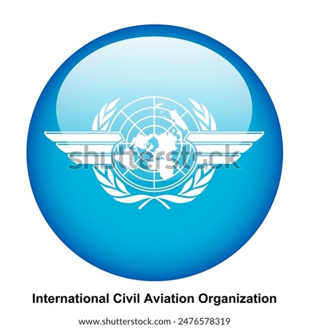 International Civil Aviation Organization flag button on white background