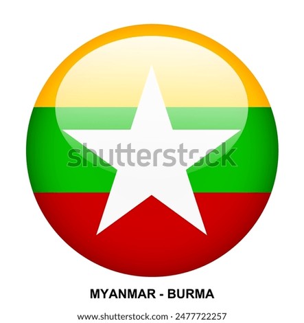 MYANMAR - BURMA flag button on white background