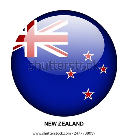 NEW ZEALAND flag button on white background