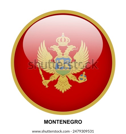 MONTENEGRO flag button on white background