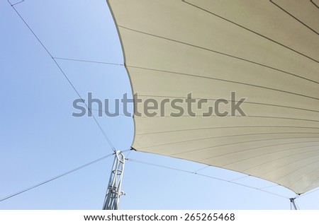Canvas roof and blue sky background