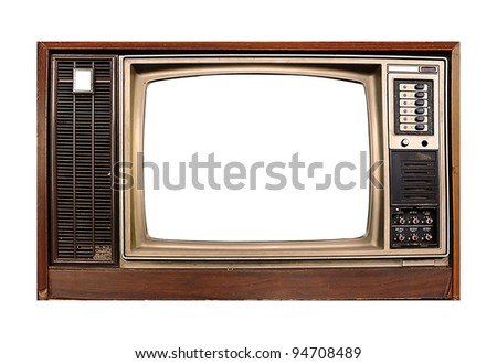 Old Tv With Screen Clipping Paths Isolated On White Stock Photo ...