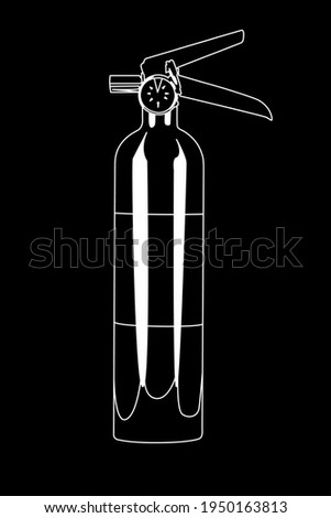 extinguisher white on black background