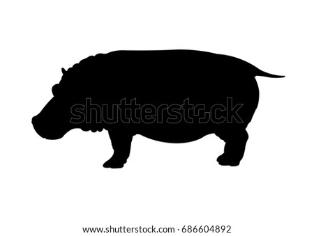 Hippo silhouette vector illustration isolated