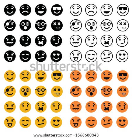 Emoji set. Emoticon, emojis symbols digital chat objects vector icons set - 