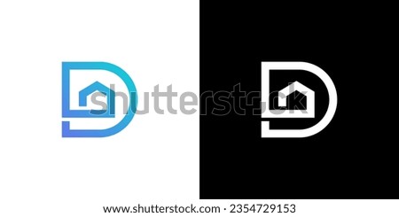 Letter D home logo, Initial D home logo, Letter D House Logo, Real estate, Property, Building, construction, Icon, Vector