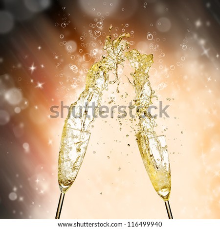 Celebration theme with splashing champagne