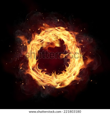 Fire circle with free space for text. isolated on black background