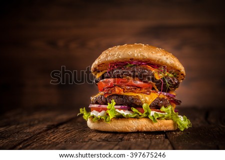 Similar – Foto Bild Leckere Hamburger im Café serviert