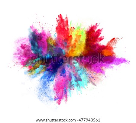 Explosion of colored powder, isolated on white background Photo stock © 