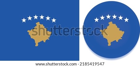 flag and badge of Kosovo, partially recognized republic in the Balkans Europe, vector