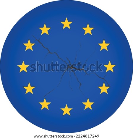flag of the European Union, Europe and crack  on the stars members of the commonwealth as a symbol of the crisis vector