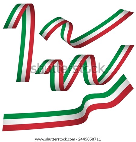 Italian flag ribbon set Italy national symbol 