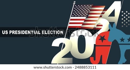 US Presidential Election VOTE 2024 Banner, Background, web, layout template. America states map, American election campaign concept