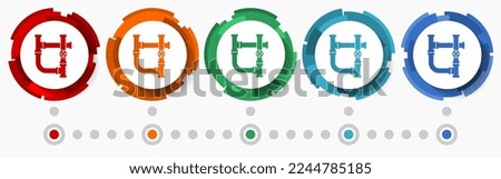 Pipe, tube concept vector icon set,  modern design abstract web buttons in 5 color options, infographic template for webdesign and mobile apps