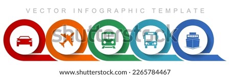 Transport icon set, miscellaneous icons such as car, plane, train, bus and ship for webdesign and mobile applications, flat design infographic vector template in eps 10