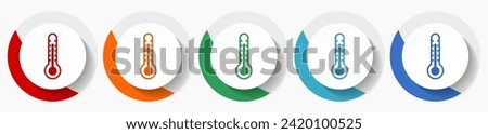 Thermometer vector icon set, flat icons for logo design, webdesign and mobile applications, colorful round buttons