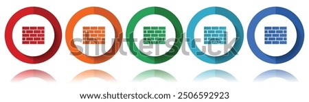 Brick wall, building vector icons, flat icon set for logo design, webdesign and mobile applications, colorful web button collection in eps 10