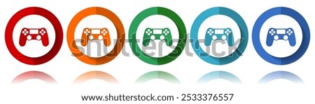 Wireless gaming controller, gamepad vector icons, flat icon set for logo design, webdesign and mobile applications, colorful web button collection in eps 10