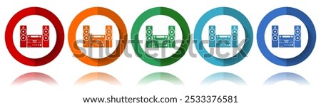 Music, stereo equipment vector icons, flat icon set for logo design, webdesign and mobile applications, colorful web button collection in eps 10