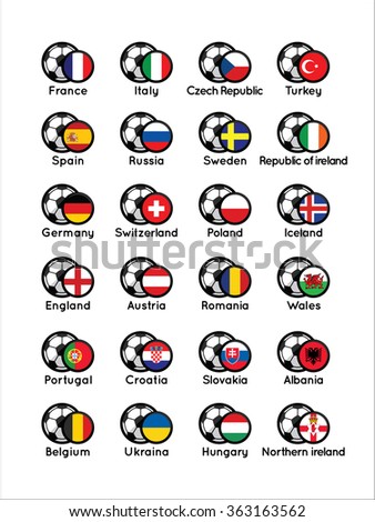 Icons on the subject of football. football championship Euro 2016