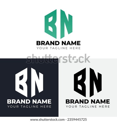 Two letters B N polygon logo design, Double letters polygon letter mark logo, Minimalist creative vector logo design template
