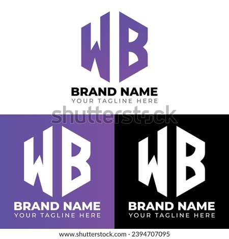 W B Double Letters Polygon Logo, Two letters W B logo design, Minimalist creative vector logo design template