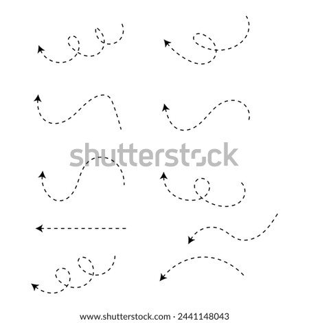 Set of black dotted arrows vectors, Arrow icon, Arrow vector collection, Dotted Arrow cursor, Modern simple arrows, Vector illustration, Arrow vectors