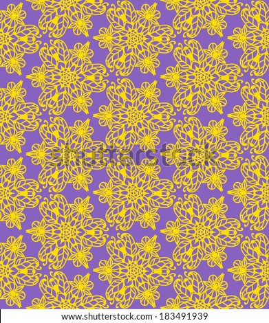 Seamless flower yellow and violet pattern. Good for fabric, wallpaper and backgrounds.