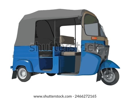 logo icon sign art public motor urban auto city mini small taxi tuk tuk cab car India Thai trip 3d cart model road speed truck cargo drive Asia Asian blue symbol vector design three wheels