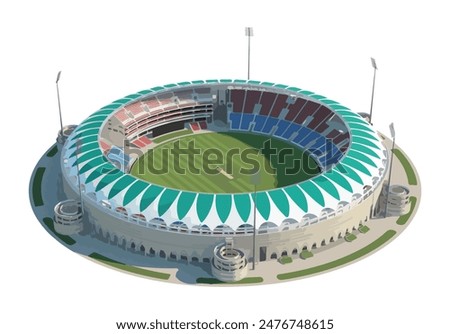 Ekana Cricket Stadium sport arena roof play ball win goal cup icon logo sign art ipl design Indian premier league map isometric isometry