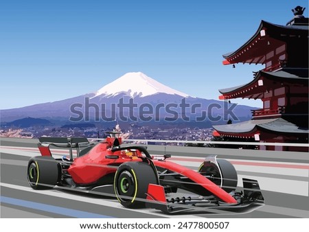 Japan Suzuka Motegi gp race car event icon jet sport auto racing symbol vector power hybrid white poster red white banner flyer win f1 1 one fans fuji Tokyo city Asian temple building
