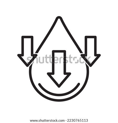 low water level icon with arrows, line vector