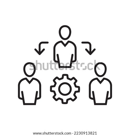 Coordinating people concept line icon. Simple element illustration. Coordinating people concept outline symbol design.