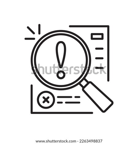 assesment for crisis audit icon with thin line page. concept of important tax statistics symbol or business procedure sign. simple linear alert doc logotype graphic web stroke design isolated on white