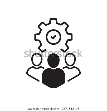 simple professional skills sign or committee icon. outline group or crowd of people and manager logotype graphic stroke design isolated on white. concept of easy or hard crm optimize and enterprise