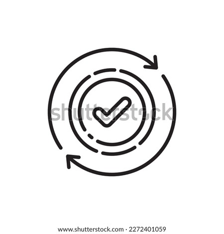 round convenient icon like easy pay or update. concept of replace or swap symbol and quality control. linear trend modern synchronize logotype graphic stroke art design web element isolated on white