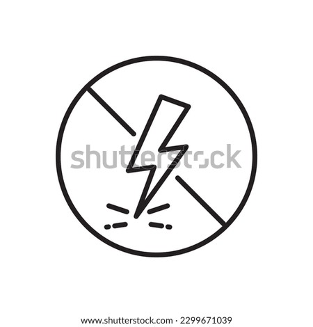 anti static icon, safety from electricity, remove surface charge, thin line symbol on white background - editable stroke vector illustration