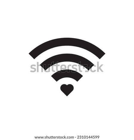 Heart shape and wifi sign. Happy valentine 's day background. Vector illustration