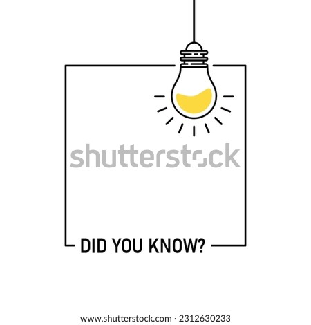 did you know like hanging bulb in frame. outline flat simple trend modern graphic linear web banner design element isolated on white. concept of easy recipe or think outside box or importance facts
